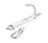 JUANQIAPAS Gancho de arrecife doble de acero inoxidable con cuerda de captura en espiral para la seguridad del buceo durante las actividades submarinas (blanco)