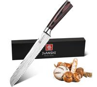 JUANSHI Coltello per il pane lama seghettata Coltello asiatico - lunghezza lama 20 cm, Acciaio inossidabile ad alto tenore di carbonio con squisita confezione regalo per tagliare pane, bagel