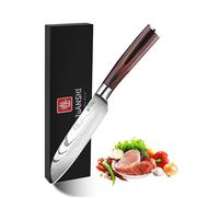 JUANSHI® Santoku - Cuchillo de cocina de acero inoxidable de, extremadamente afilado para sushi y carne, cuchillo de cocina perfecto para cocineros profesionales y aficionados