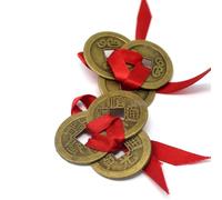 juanxian 2 piezas de monedas chinas de Feng Shui Tres I Ching para la fortuna W Bolsa de regalo SKU: Y1145,2 cm