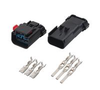 JUANZD 1/5/10/20/50 juegos 3 pines 2,8 MM enchufe negro impermeable conector de cableado automático macho hembra for 54200312(3p female male,5 SETS_3P)