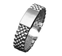 JUANZD 13 17 20 21 mm 316L acero inoxidable de acero inoxidable de dos tonos Middlegold Watch Band Strap Oyster Bracelet compatible con series Datjust(Silver,19mm)