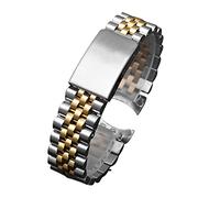 JUANZD 13 17 20 21 mm 316L acero inoxidable de acero inoxidable de dos tonos Middlegold Watch Band Strap Oyster Bracelet compatible con series Datjust(Middle gold,20mm)