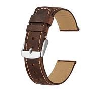 JUANZD 18 mm 20 mm 22 mm Crazy Crazy Ratio de cuero Correa Vintage Retro Style Binst Brazelet for hombres Mujeres(Beige Stitching,22mm)