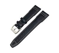 JUANZD 20 mm 21 mm 22 mm de banda de reloj de cuero compatible con IWC Reloj del piloto IW3777 Portofino Mark 18 Black Blue Brown Strap Pulsacelets Men(Black white,11_12)