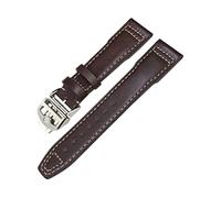 JUANZD 20 mm 21 mm 22 mm de banda de reloj de cuero compatible con IWC Reloj del piloto IW3777 Portofino Mark 18 Black Blue Brown Strap Pulsacelets Men(Brown white,1_15)