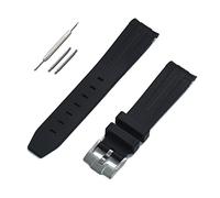 JUANZD 20 mm 21 mm 22 mm Silicone Sport Store Curvado Finish Water Impermevas de goma suave Pulsera de reemplazo de la pulsera Accesorios(All Black,21mm)