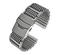 JUANZD 20mm 22mm 24 mm de tiburón fresco de acero inoxidable Malla de metal Milan reloj de la correa de la correa compatible con Skx 5 Serie Water Ghost Tuna Abalone Watch(White,22mm)