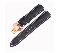 JUANZD 21 * 12 Mm (interfaz Convexa) Correa De Cuero Marrón Negro Compatible Con Tambour Spin Time Banda De Relojes For Hombres Y Mujeres Con Hebilla De Mariposa(3 rose clasp)