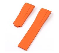 JUANZD 21 mm*18 mm Fin de la banda de vigilancia de goma de silicona Compatible con Rolex Watch Strap Explorer II 2 42 mm Combinación de pulsera plegable(Orange strap,7_21MM)