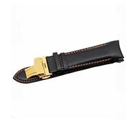 JUANZD 22 mm 2 3 mm 24 mm Butterfly Buckle Orange Line Black Smooth Leather Band de cuero compatible con T035 T035407 T035410 Correas(Gold Buckle,23mm)