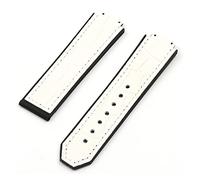 JUANZD Accesorio for reloj de 23 x 15 mm, correa de piel auténtica compatible con correa de reloj de 20 mm, hebilla plegable de la serie Fusion(White strap,7_23X15MM)