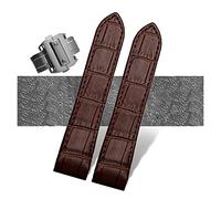 JUANZD Accesorios de reloj compatibles con reloj Santos100, 20mm, 23mm, correa de cuero de vaca for hombres y mujeres, correa de reloj de cuero con hebilla plegable(Brown-silver,23mm)