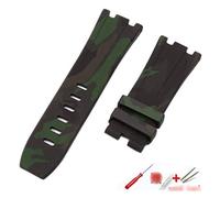 JUANZD Accesorios for reloj 28 mm Adecuado compatible con correa AP Correa de silicona de camuflaje de alta gama Hebilla Correa de goma deportiva impermeable for hombres(Camouflage black green,Schwarz