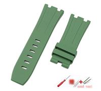 JUANZD Accesorios for reloj 28 mm Adecuado compatible con correa AP Correa de silicona de camuflaje de alta gama Hebilla Correa de goma deportiva impermeable for hombres(Deep green,Silver)