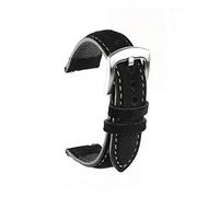 JUANZD Banda de cuero de gamuza Handmade Retro Soft Watch Strap Accesorios de reloj de reemplazo de liberación rápida 18 mm de 19 mm 20 mm 22 mm(Schwarz,18mm)