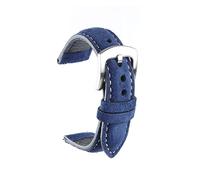 JUANZD Banda de cuero de gamuza Handmade Retro Soft Watch Strap Accesorios de reloj de reemplazo de liberación rápida 18 mm de 19 mm 20 mm 22 mm(Dark blue,18mm)