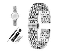 JUANZD Banda de reloj de acero inoxidable compatible con Armani AR1908 AR1909 AR1926 AR1925 AR11244 Relojes Strap 14mm Women Lady Metal WristWatches Band(Silver)