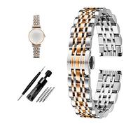 JUANZD Banda de reloj de acero inoxidable compatible con Armani AR1908 AR1909 AR1926 AR1925 AR11244 Relojes Strap 14mm Women Lady Metal WristWatches Band(Silver and rose)