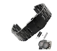 JUANZD Banda de reloj de acero inoxidable compatible con los hombres compatibles con TIMEX T2N720 T2N721 TW2R55500 T2N721 Mira Correa de 24 * 16 mm Lug End plateado pulsera negra(Color A black)