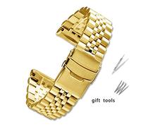 JUANZD Banda de reloj de acero inoxidable sólido compatible con la serie Seiko Abalone Turtles Prospex SRPA21 SRP777 SRPC25 SRP773 SRP775 SRP779 Pulsera 22 correa(Gold)