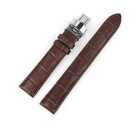 JUANZD Banda de reloj de cuero 18 mm 20 mm 22 mm 24 mm Automatic Butterfly Butterfly Buckle Business Band Band Pulsera Accesorios de pulsera de pulsera(Dark coffee-S Buckle,20mm)