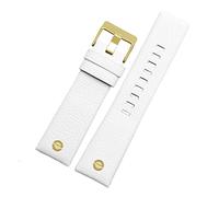 JUANZD Banda de reloj de cuero compatible con diesel. DZ7257 1657 4323 7314 7313 7371 Mira la correa de la correa 22 24 26 27 28 30mm Black Blanco Band Band(White gold,30mm)