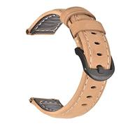 JUANZD Banda de reloj de cuero de piel de ternero 20 mm de 22 mm de 24 mm Correas de reloj Bandas de velo de color marrón oscuro Cinturón de verde azul negro marrón negro azulado(Khaki-B,20mm)