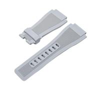 JUANZD Banda de reloj de goma de silicona colorida a prueba de polvo suave*de 24 mm for la correa de los cuentos Ross BR01 BR03 Logotipo de la correa del brazalete(Grey Line,24MM_BLACK BUCKLE)