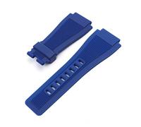 JUANZD Banda de reloj de goma de silicona colorida a prueba de polvo suave*de 24 mm for la correa de los cuentos Ross BR01 BR03 Logotipo de la correa del brazalete(Blue Line,24MM_11)