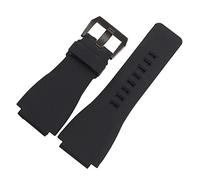 JUANZD Banda de reloj de goma de silicona negra de 34 x 24 mm a prueba de polvo compatible con la correa de los cuentos Ross BR-01 BR-03(With black buckle)