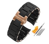 JUANZD Banda de reloj de goma Pulsera de pulsera de silicona Pulsera de oro rosa Hebilla compatible con Armani AR5905 AR5906 AR5919 AR5920 20 2 Correa de banda de reloj de 3mm(Black-Rose,20mm)