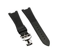 JUANZD Banda de reloj de goma suave de 25 mm Black Black Blue Brown Wating Boding Bands de hebilla de hebilla compatibles con PATEK PHILIPPE Strapa de vigilancia de la serie(Black with buckle)