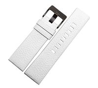 JUANZD Banda de reloj de la correa de cuero 22 24 26 27 28 30 mm 32 mm Litchi Grain compatible con banda de reloj diesel DZ7313 DZ4386 DZ1405 Mira la pulsera(White black buckle,22mm)