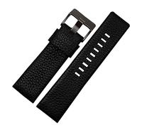 JUANZD Banda de reloj de la correa de cuero 22 24 26 27 28 30 mm 32 mm Litchi Grain compatible con banda de reloj diesel DZ7313 DZ4386 DZ1405 Mira la pulsera(Black black buckle,24mm)