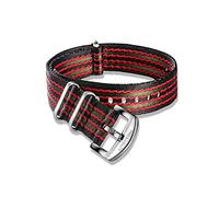 JUANZD Banda de reloj de la OTAN Nylon Blue One Piece Reemplazar las correas de reloj for hombre o mujeres 18 mm 20 mm de 24 mm 24 mm de 24 mm(HB106BLK-RED-S,18mm)