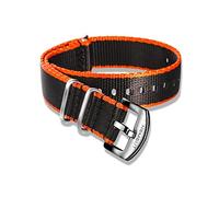 JUANZD Banda de reloj de la OTAN Nylon Blue One Piece Reemplazar las correas de reloj for hombre o mujeres 18 mm 20 mm de 24 mm 24 mm de 24 mm(HB106BLK-ORG-S,20mm)