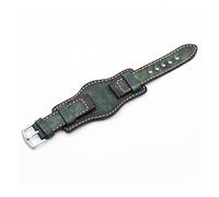 JUANZD Banda de reloj de pulsera for hombres hechas a mano retro 20 mm de 22 mm de 24 mm de cuero Reloj Pulsera amarilla azul negro color rojo rojo correa(Groen,20mm)