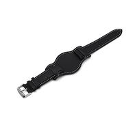 JUANZD Banda de reloj de pulsera for hombres hechas a mano retro 20 mm de 22 mm de 24 mm de cuero Reloj Pulsera amarilla azul negro color rojo rojo correa(Black-1,22mm)