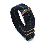 JUANZD Banda de reloj de rayas de nylon tejido de una sola pasada ajustable 20 mm 22 mm de plata/hebilla de cobre compatible con Tudor Bahía negra Correa de la OTAN(Copper Buckle No.5,20mm)