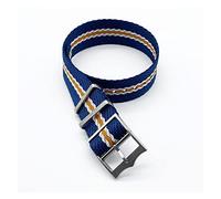 JUANZD Banda de reloj de rayas de nylon tejido de una sola pasada ajustable 20 mm 22 mm de plata/hebilla de cobre compatible con Tudor Bahía negra Correa de la OTAN(Blue white orange,22mm)