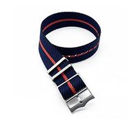 JUANZD Banda de reloj rayado de nylon tejida ajustable Silver/Hebilla de cobre compatible con Tudor Black Bay OTAN Strap 20 mm 22 mm(Black navy red,22mm)