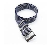 JUANZD Banda de reloj rayado de nylon tejida ajustable Silver/Hebilla de cobre compatible con Tudor Black Bay OTAN Strap 20 mm 22 mm(Navy white,20mm)