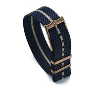 JUANZD Banda de reloj rayado de nylon tejida ajustable Silver/Hebilla de cobre compatible con Tudor Black Bay OTAN Strap 20 mm 22 mm(Copper Buckle No.2,22mm)