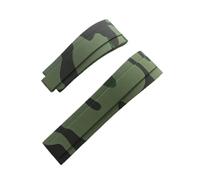 JUANZD Banda de vigilancia de banda de goma de camuflaje de color verde azul verde negro de 20 mm de 20 mm compatible con strep strep daytona submariner GMT Oysterflex Cinturón(Army Green,With Gold bu