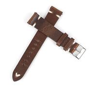 JUANZD Banda de vigilancia de cuero de vaca 18 mm 20 mm 22 mm 24 mm de aceite retro cera correas de reloj marrón rojo correa de reemplazo de correa de costura(Coffee-white wire,22mm)