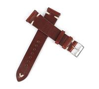 JUANZD Banda de vigilancia de cuero de vaca 18 mm 20 mm 22 mm 24 mm de aceite retro cera correas de reloj marrón rojo correa de reemplazo de correa de costura(Red brown-white wire,24mm)