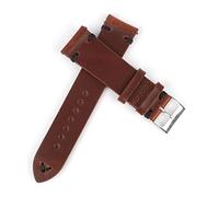 JUANZD Banda de vigilancia de cuero de vaca 18 mm 20 mm 22 mm 24 mm de aceite retro cera correas de reloj marrón rojo correa de reemplazo de correa de costura(Red brown-black wire,24mm)