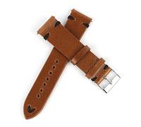 JUANZD Banda de vigilancia de cuero de vaca 18 mm 20 mm 22 mm 24 mm de aceite retro cera correas de reloj marrón rojo correa de reemplazo de correa de costura(Dark coffee-B wire,22mm)
