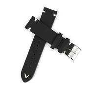 JUANZD Banda de vigilancia de cuero de vaca 18 mm 20 mm 22 mm 24 mm de aceite retro cera correas de reloj marrón rojo correa de reemplazo de correa de costura(Black -white wire,18mm)